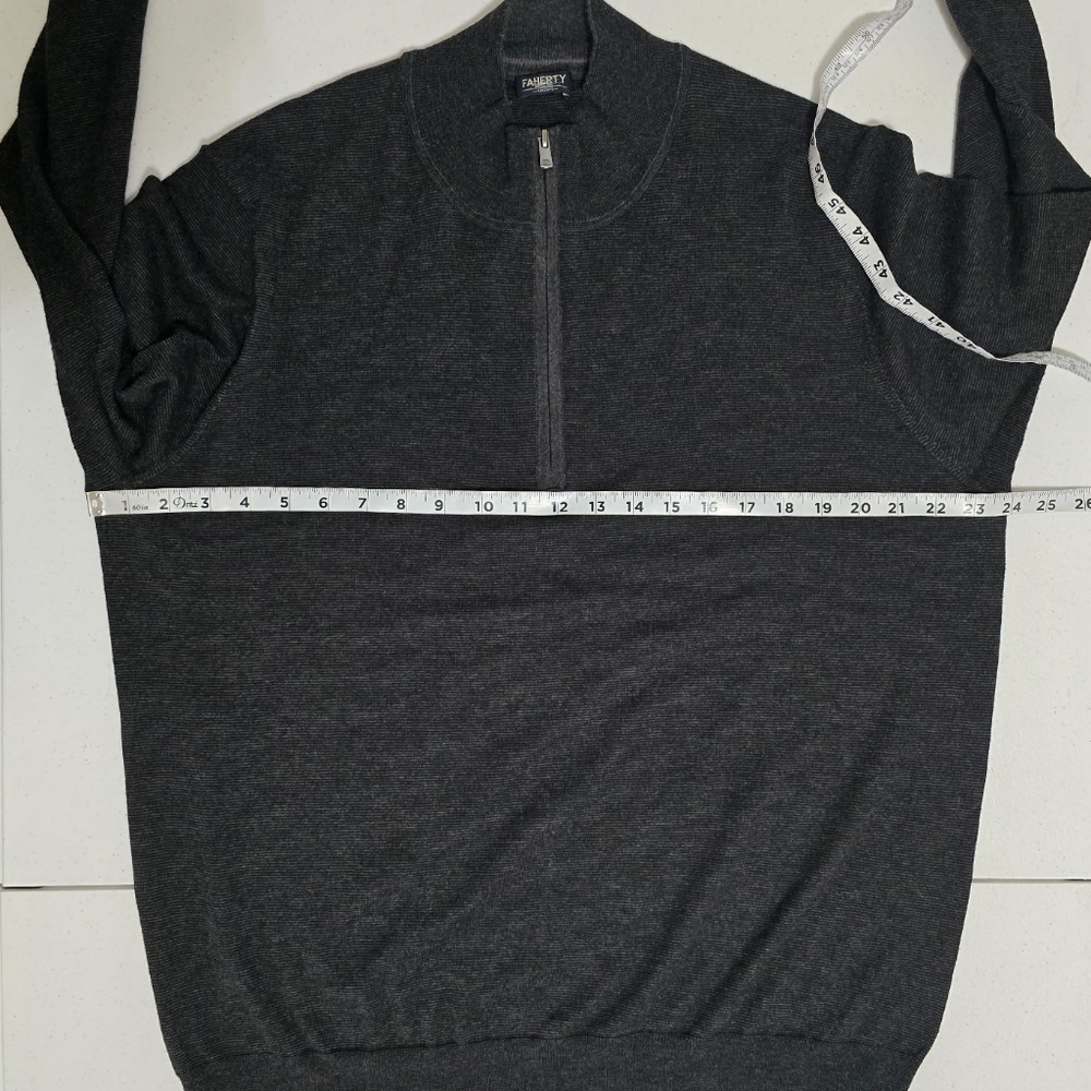 Faherty‎ Reserve 1/4 Zip Sweater Ash Melange Gray Men's XL Coolmax - Picture 4 of 8